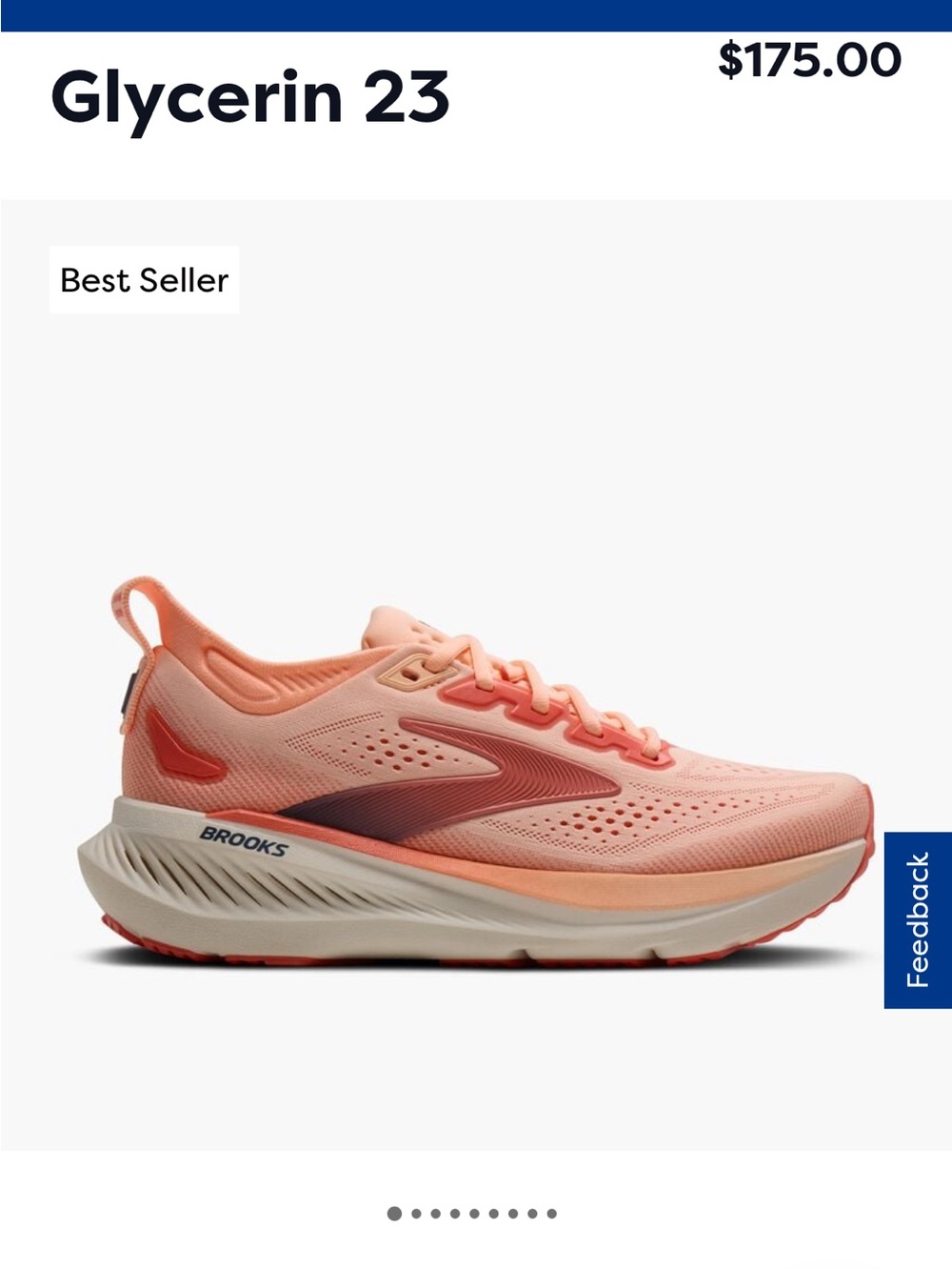 Brooks Glycerin 23 Peach Coral Running Sneakers - size 10 - Picture 5 of 5